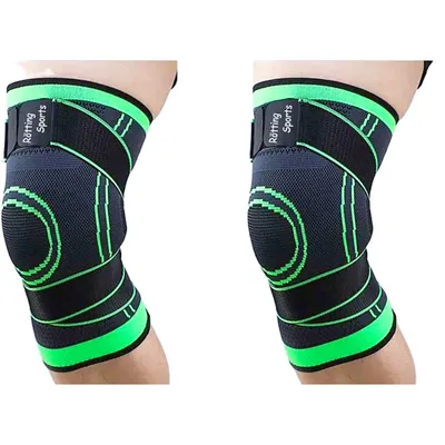 Produktbild von Rötting Sports 2 Kniebandagen Sportbandage Kniestütze neongrün/schwarz Größe XL