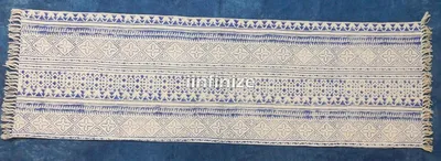 Imagen del producto de Alfombra de algodón hecha a mano con flecos, de 60x180 cm, ideal para el salón