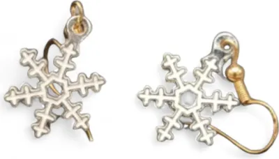 Produktbild von Weihnachten Ohrhaken Ohrringe im kleine Schneeflocken Design in goldfarben grün rot