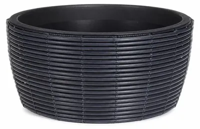Produktbild von Blumentopf / Blumenkorb Jakarta - schwarz - geflochtenes Kunstschilf - D44 x H21 cm - Blumentopf