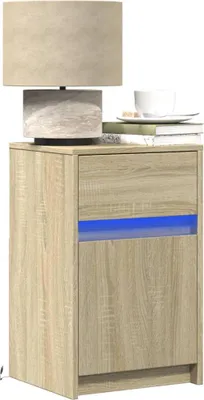 Immagine prodotto di vidaXL Comodini con luci LED 2 pezzi in legno di quercia Sonoma