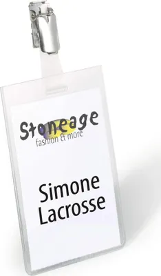 Immagine prodotto di DURABLE Portanome 90x60 mm con clip, 25 pezzi, Trasparente, 800219