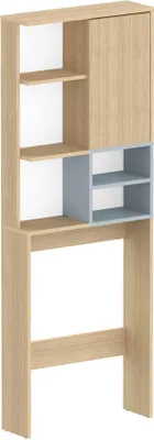 Produktbild von Waschmaschinenschrank Kuba 4 Einlegeböden, 1 Drehtür - Eiche hell/celadongrau