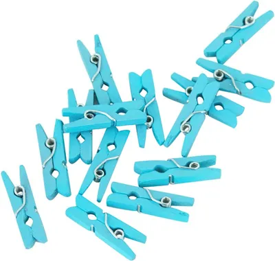 Immagine prodotto di 24 mollette da bucato in legno azzurro da 2,5 cm