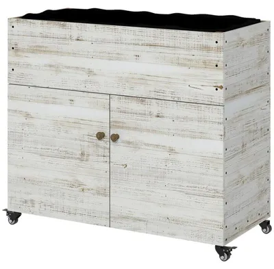Zdjęcie produktu dla Podwyższona skrzynia na rośliny na kółkach z szafką | Kolor: biały | Wymiary: 50x110x95 cm
