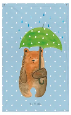 Produktbild von Mr. & Mrs. Panda Wandbild Bär Regenschirm - Blau Pastell - Geschenk, Partner, Liebe, Bildteppich, Spruch, Liebeskummer, Wandteppich, Teddy, Gobelin, Wandschmuck, Tapestry