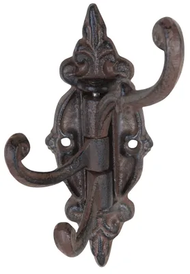 Wandhaken, 3 drehbare Haken, Gusseisen, antikbraun, 5,7x9,3x14,2 cm