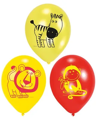 Produktbild von amscan 450189 Luftballon Safari - rund, sortiert, 6 Stück