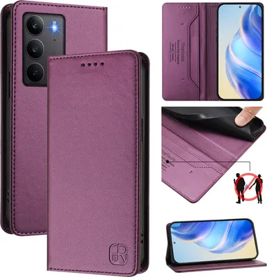 Immagine prodotto di Custodia in pelle per Realme C75 4G, flip case con slot per carte, portafogli e supporto Viola