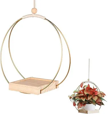 Produktbild von Hängende Holz-Blumenständer für Balkon und Wohnzimmer - Stilvolle Holz-Blumenständer für hängende Blumenpflanzen