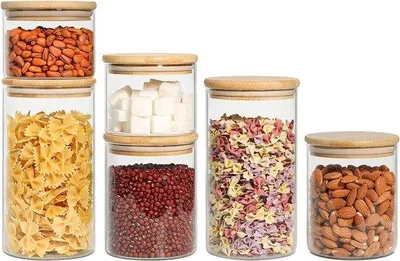 Produktbild von Unyqoos® Vorratsdosen-Set – luftdichte Borosilikat-Gläser mit Bambusdeckeln & Silikondichtung, 500 ml + 800 ml, Küchenaufbewahrung