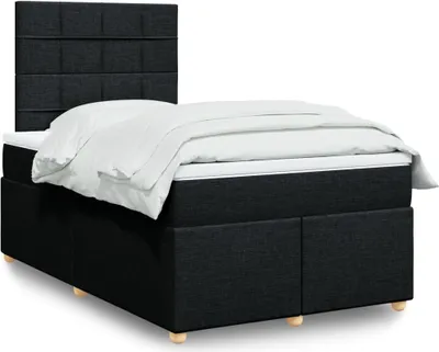 Produktbild von Design Boxspringbett mit Matratze Schwarz 120x200 cm Stoff, Klassische Betten 2024 Neu