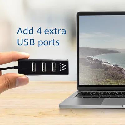 Zdjęcie produktu dla Ewent EW1123, USB 2.0, USB 2.0, 480 Mbit/s, Czarny, 0,12 m, 65 mm