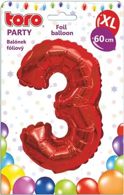Image de Ballon Xl, Chiffre 3, 60Cm, Rouge Mat