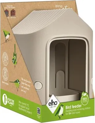Imagen del producto de Comedero acogedor para pájaros, 18 cm, color beige, diseño de seta - elho bv