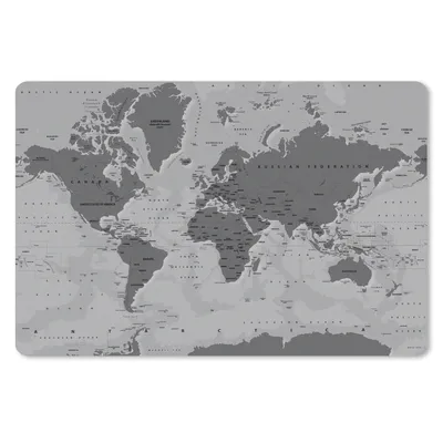 Produktbild von MuchoWow® Schreibtischunterlage Stabile Weltkarte - schwarz und weiß 60x40 cm - XXL Mauspad - Großes Mauspad