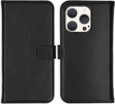 Image de Selencia Bibliothèque en cuir véritable pour l'Apple iPhone 15 Pro - Noir