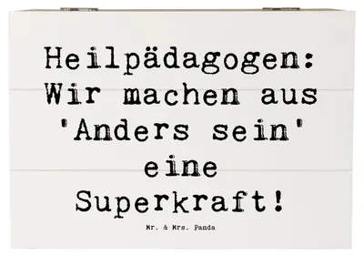 Produktbild von Mr. & Mrs. Panda Box Spruch Heilpädagogin Superkraft 22 x 15 cm - Weiß - Geschenk, Berufsalltag, Berufsprodukte, Beruf, Geschenkbox, Engagement, Respekt, Berufe, Truhe