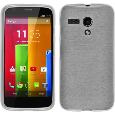 Produktbild von PhoneNatic Case kompatibel mit Motorola Moto G - weiß Silikon Hülle brushed + 2 Schutzfolien