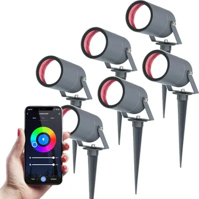 Produktbild von hoftronicsmart Smart Gartenstrahler 5,5W 345lm RGBWW IP65 Anthrazit 6er Set