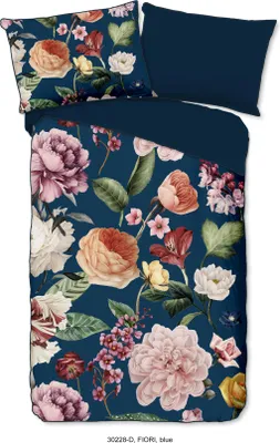 Produktbild von Descanso Bettwäsche mit einer biese und Blumen - 140x200 cm - 100% Bio Baumwolle