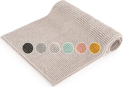 Produktbild von Blumtal Chenille Badezimmerteppich, Badematte rutschfest – Weicher Badvorleger, Badteppich, 50x80 cm