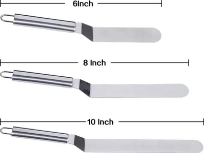 Produktbild von 3 Winkelpalette Set, Edelstahl Streichpaletten Tortenmesser für Fondant Torte und Kuchen Dekorieren