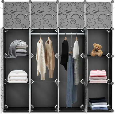 Produktbild von TolleTour Kleiderschrank DIY Schuhschrank mit Gummihammer Multifunktionsregal 16 Würfel