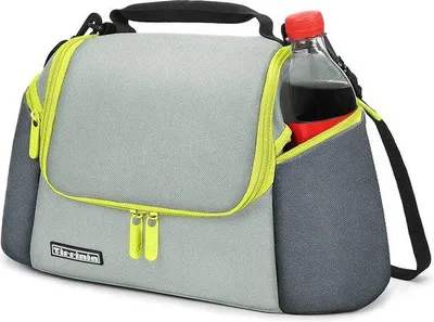 Produktbild von Graue Grüne Isolier Lunchbox mit 2 Reißverschlussfächern
