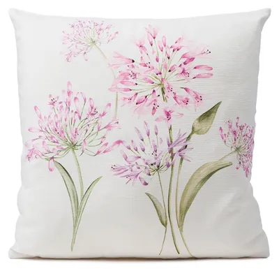 Produktbild von Kissenhülle - 40 x 40 cm - Weiß - Rosa - Grün - Reißverschluss - mit Schmucklilienmotive