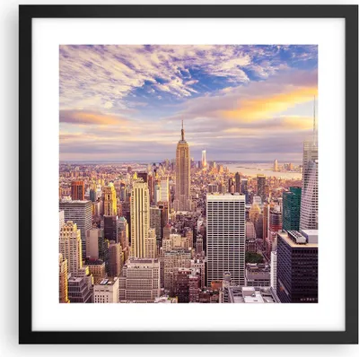Produktbild von Gerahmtes Poster - Schwarzer Rahmen - New York Stadt - 40x40 cm - Wand Bild - Wanddeko - Wandbilder - Kunstposter - Wandposter - Bilderrahmen - Bilder - Kunstdruck - Wandbild - P2BAC40x40-3638