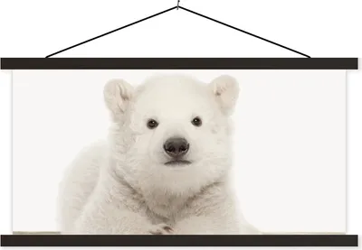 Produktbild von MuchoWow® Textilposter Eisbär - Tiere - Kinder - Weiß - Jungen - Mädchen 90x45 cm mit schwarzem Rahmen - Klemmleisten
