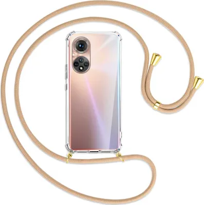 Produktbild von Handykette Backcover-Schutzhülle mit Band (Metall goldfarben) für Honor 50 (NTH-AN00) - beige