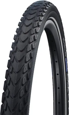 A close-up studio shot of a bicycle tire.