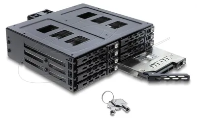 Immagine prodotto di Delock: telaio rimovibile da 5,25" per 8 HDD/SSD SATA o SAS da 2,5" con serratura