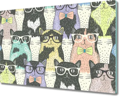 Produktbild von Glas-Herdabdeckplatte Glaskeramikkochfeld-Abdeckung Spritzschutz - 80x52 cm - Bunte Katzen Kunst