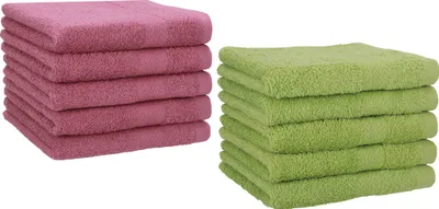 Produktbild von Betz 10 Stück Gästetücher 30x50 cm PREMIUM 100% Baumwolle Set  Farbe: beere und avocadogrün