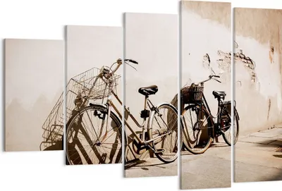Produktbild von Bild auf Leinwand - Leinwandbild - Fahrrad Ziegel Stadt Italien - 150x100cm - Wand Bild - Wanddeko - Leinwanddruck - Bilder - Kunstdruck - Wanddekoration - Leinwand bilder - Wandkunst - EG150x100-2162