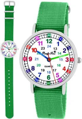 Produktbild von Kinder Armbanduhr Mädchen Lernuhr Kinderuhr wasserdicht Einschulung Geschenk grün