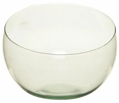 Produktbild von Bellatio Design Kugelvase schrage Schale - transparentes recyceltes Glas - 21 x 16 cm