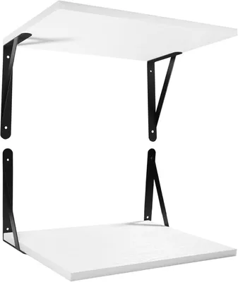 Zdjęcie produktu dla Półka ścienna zestaw 2 szt., drewno i metal, 40 x 30 x 15 cm, do salonu