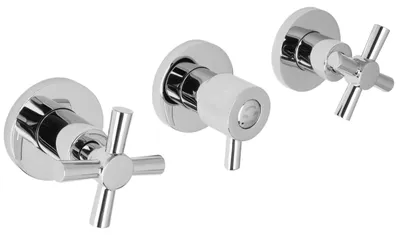 Produktbild von PaulGurkes 3-Loch Design Duscharmatur Wannenmischer Unterputzarmatur Kreuzgriff