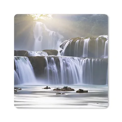 Produktbild von MuchoWow® Mauspad Mousepad Wasserfall - Felsen - Natur 20x20 cm - Mousepads - Maus Mat - Pad - Mausunterlage - Desk Mat - Bureauartikeln