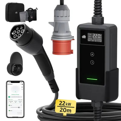 Obrázek produktu pro Přenosná nabíječka pro elektromobily - Nabíječka pro elektromobily - Mobilní nabíjecí kabel - Rychlonabíječka - Nabíjecí stanice typu 2