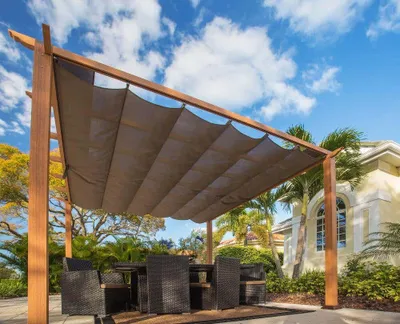 Obrázek produktu pro Paragon Venkovní hliníková pergola Florida 1111 vzhled dřeva světle hnědá 350x350x235 cm