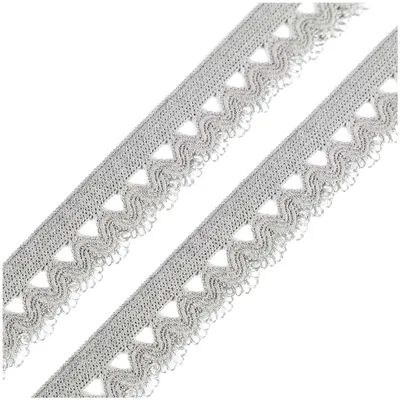 Wäschegummi 20% Elasthan Faltgummi Ziergummi 15mm Dessousgummi Bogenkante ab 1m silbergrau