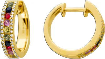 Produktbild von Saphir Creolen Gold 585 14K Diamanten Natur Edelsteine
