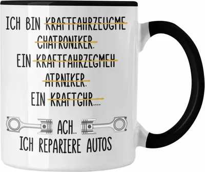 Produktbild von Trendation - KFZ Mechaniker Geschenk Lustig Tasse mit Spruch für Automechaniker Geschenkidee Kaffeetasse Werkstatt (Schwarz)