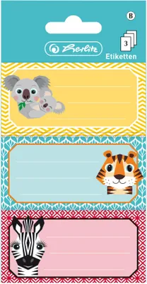 Produktbild von Herlitz Buchetiketten Cute Annimals selbstklebend Mehrfarbig, Rechteck, 3 Stück(e), 3 Blätter, 7,8 cm, 12,5 cm