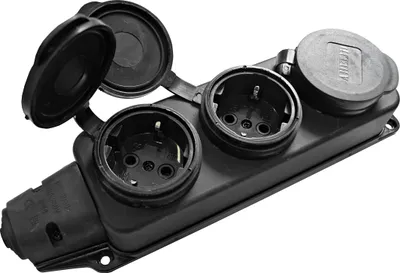 Produktbild von Schukokupplung Schuko IP44 230V Mehrfachsteckdose Steckdosenleiste 3- Fach schwarz